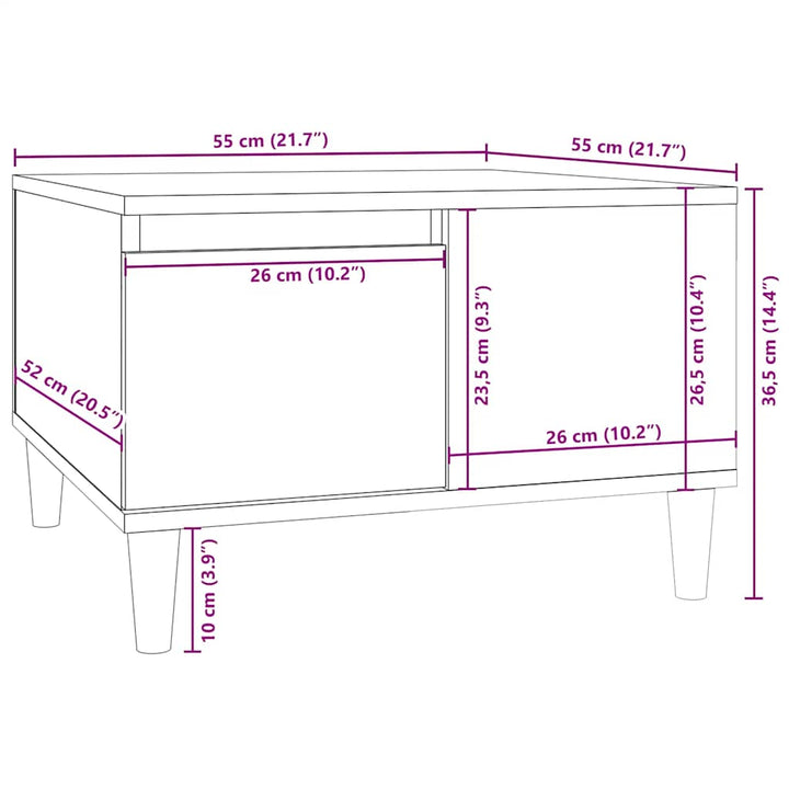 sofabord 55x55x36,5 cm konstrueret træ sort