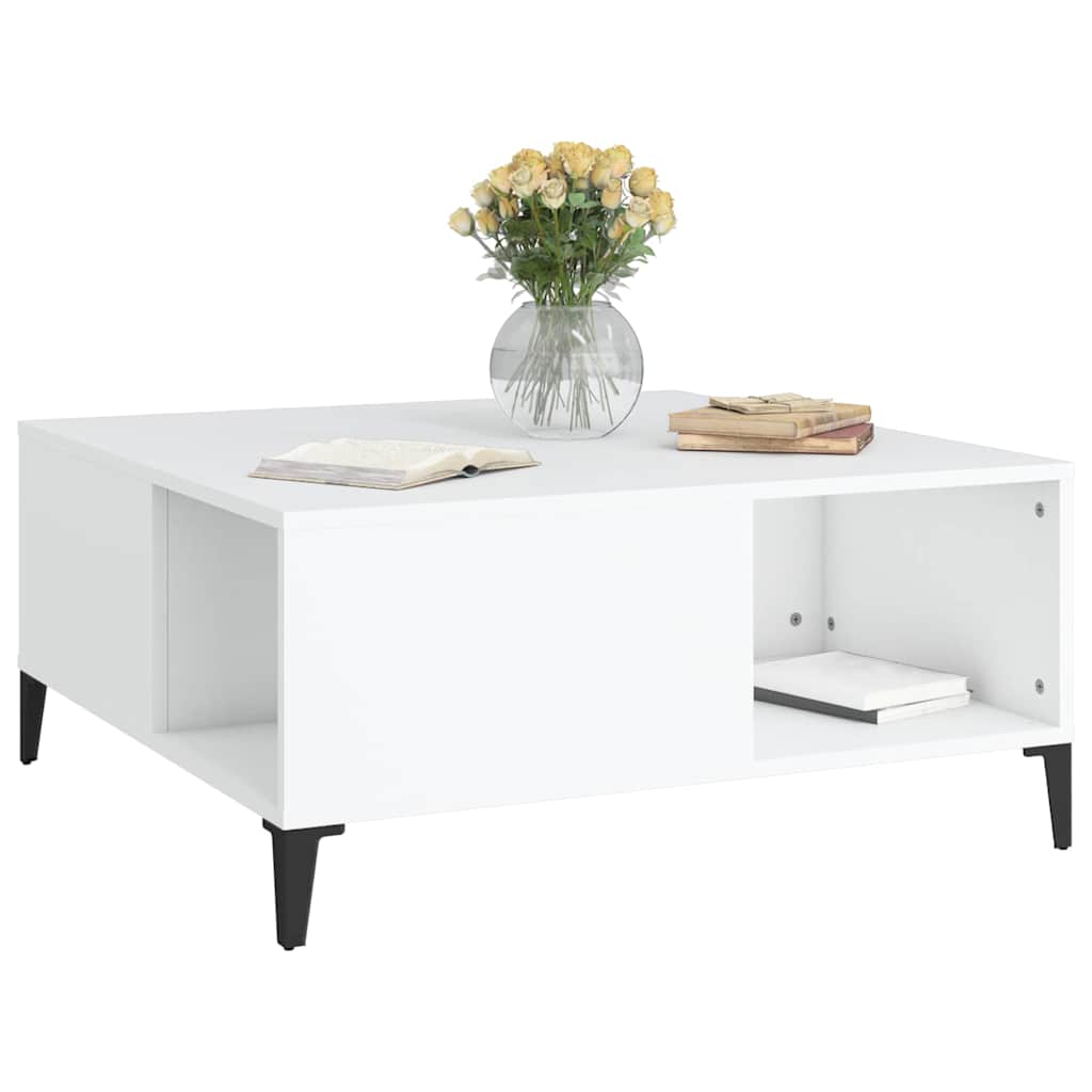 sofabord 80x80x36,5 cm konstrueret træ hvid