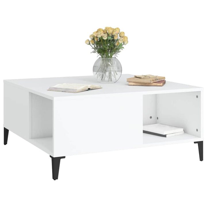sofabord 80x80x36,5 cm konstrueret træ hvid