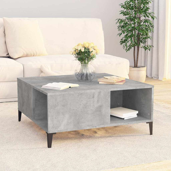 sofabord 80x80x36,5 cm konstrueret træ betongrå