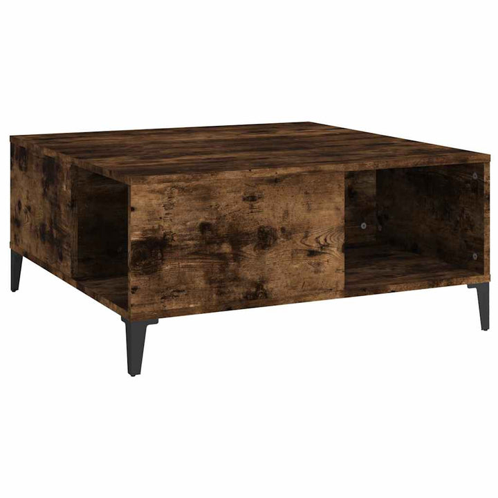sofabord 80x80x36,5 cm konstrueret træ røget egetræsfarve