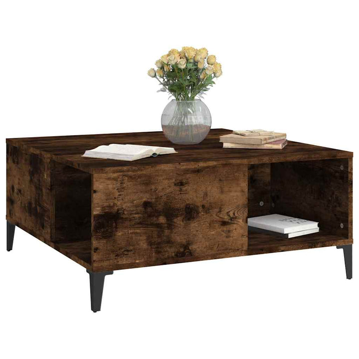 sofabord 80x80x36,5 cm konstrueret træ røget egetræsfarve