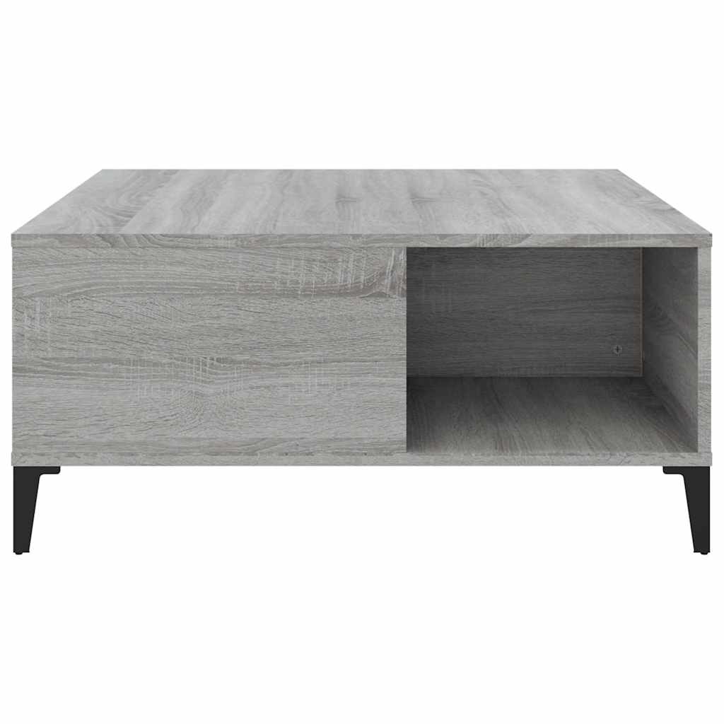 sofabord 80x80x36,5 cm konstrueret træ grå sonoma-eg