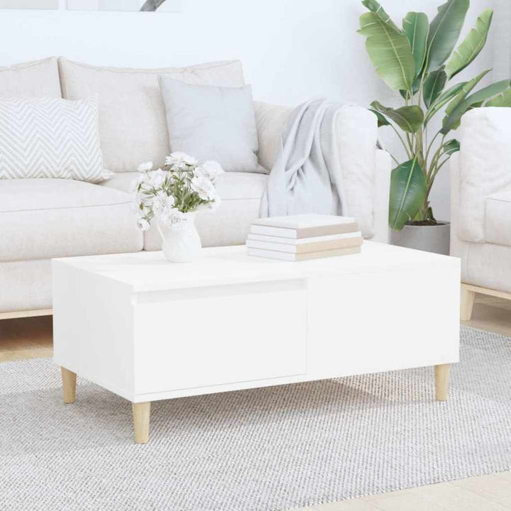 sofabord 90x50x36,5 cm konstrueret træ hvid