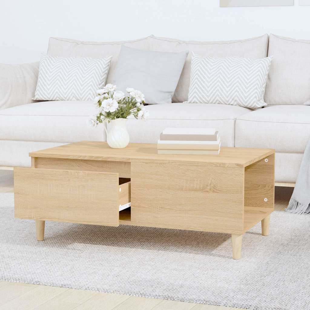 sofabord 90x50x36,5 cm konstrueret træ sonoma-eg