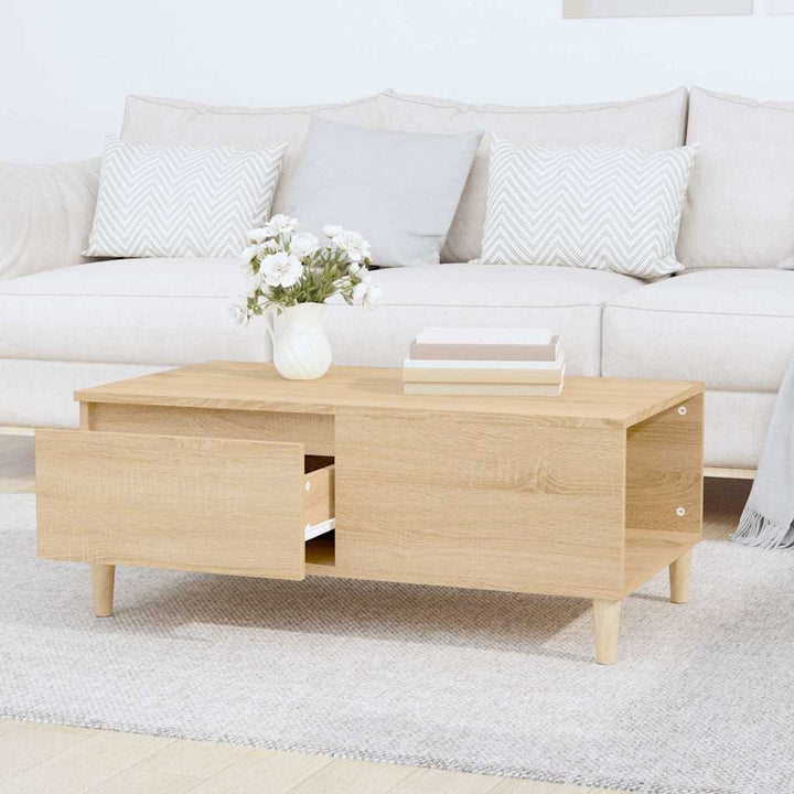 sofabord 90x50x36,5 cm konstrueret træ sonoma-eg