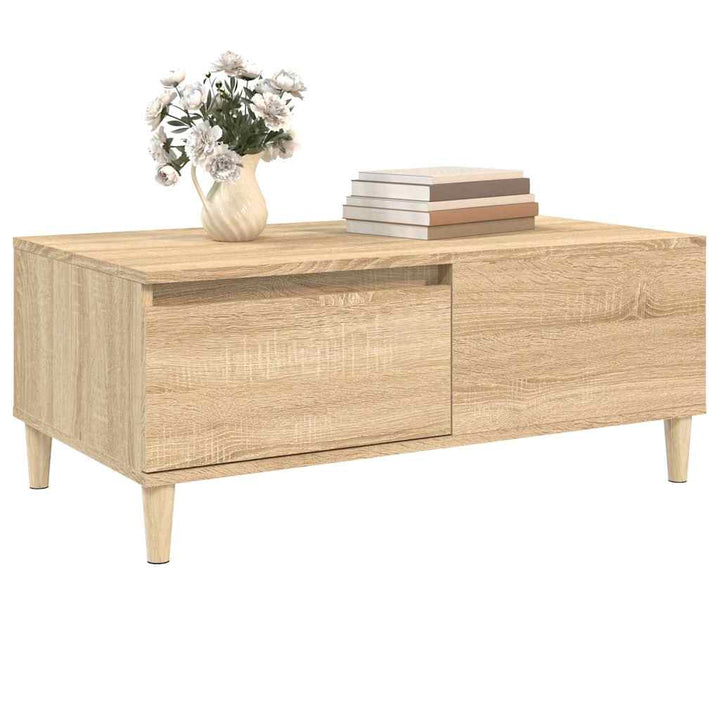 sofabord 90x50x36,5 cm konstrueret træ sonoma-eg