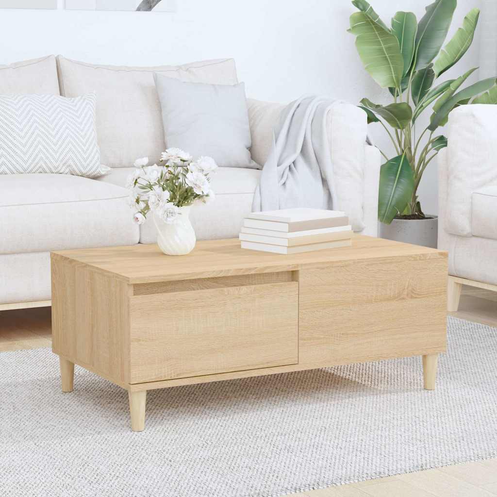 sofabord 90x50x36,5 cm konstrueret træ sonoma-eg