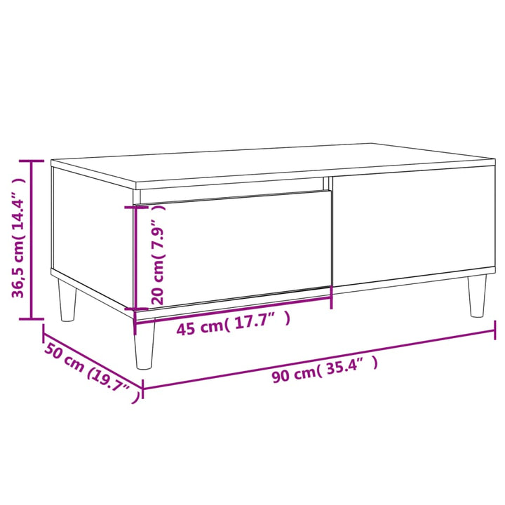 sofabord 90x50x36,5 cm konstrueret træ betongrå