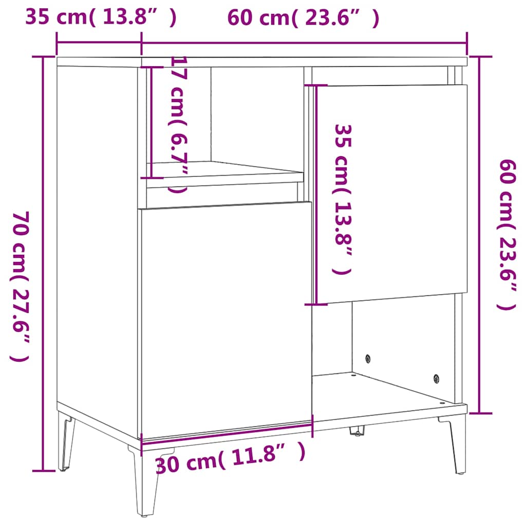 skænk 60x35x70 cm konstrueret træ grå sonoma-eg