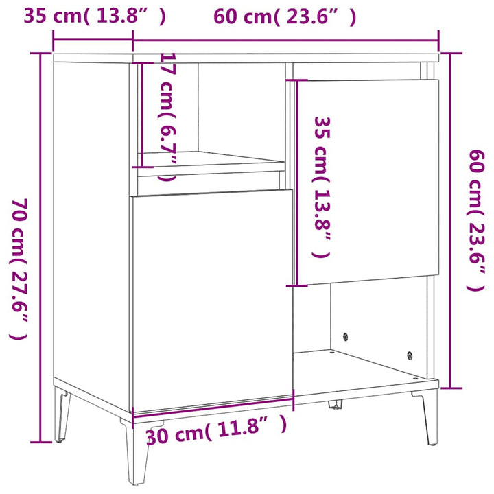 skænk 60x35x70 cm konstrueret træ grå sonoma-eg