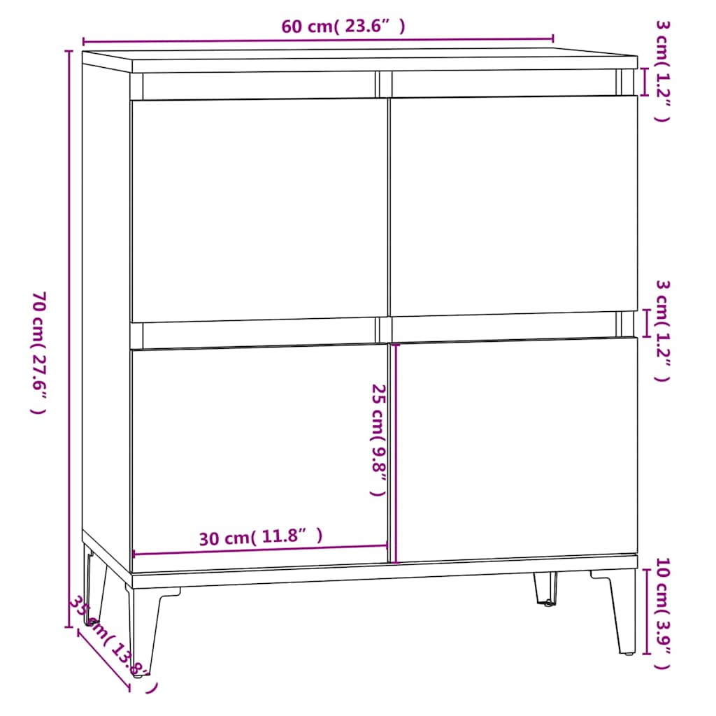skænk 60x35x70 cm konstrueret træ hvid