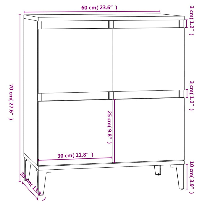 skænk 60x35x70 cm konstrueret træ hvid