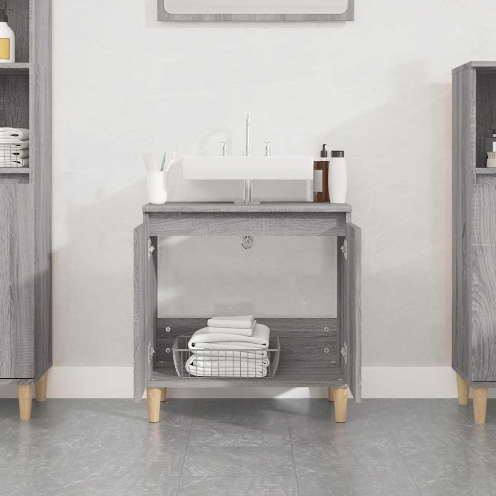 skab til håndvask 58x33x60 cm konstrueret træ grå sonoma-eg