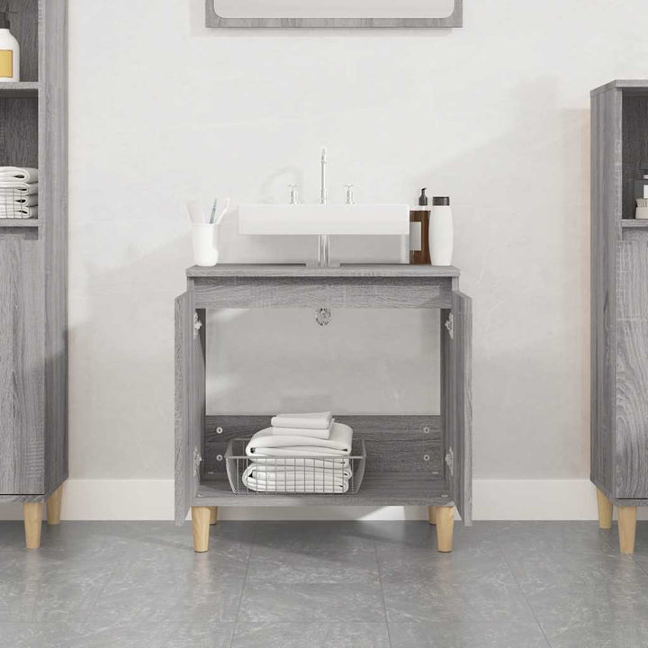skab til håndvask 58x33x60 cm konstrueret træ grå sonoma-eg