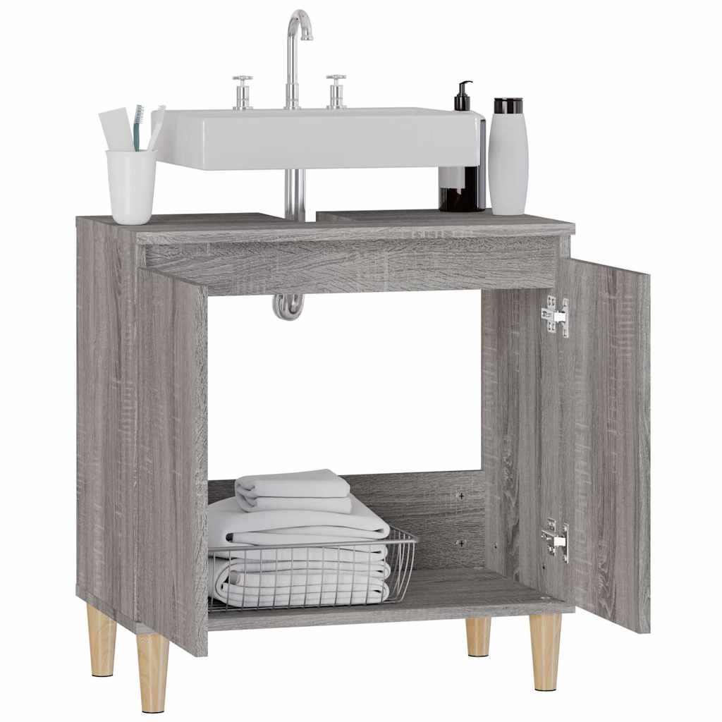 skab til håndvask 58x33x60 cm konstrueret træ grå sonoma-eg