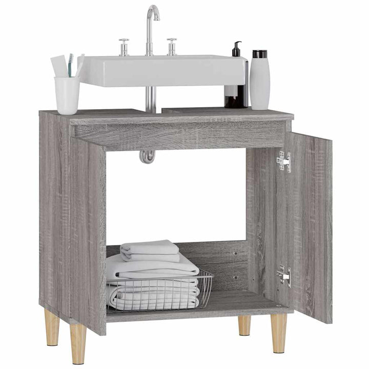 skab til håndvask 58x33x60 cm konstrueret træ grå sonoma-eg