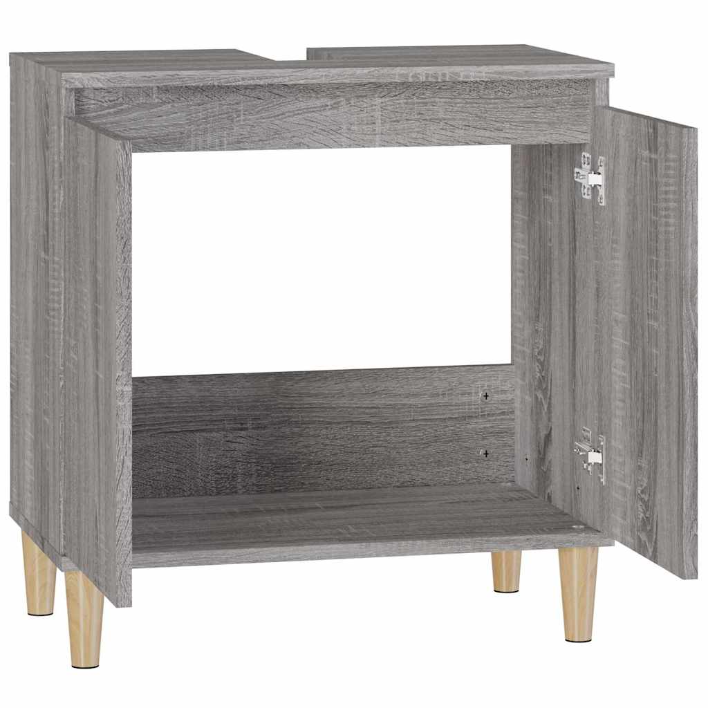 skab til håndvask 58x33x60 cm konstrueret træ grå sonoma-eg