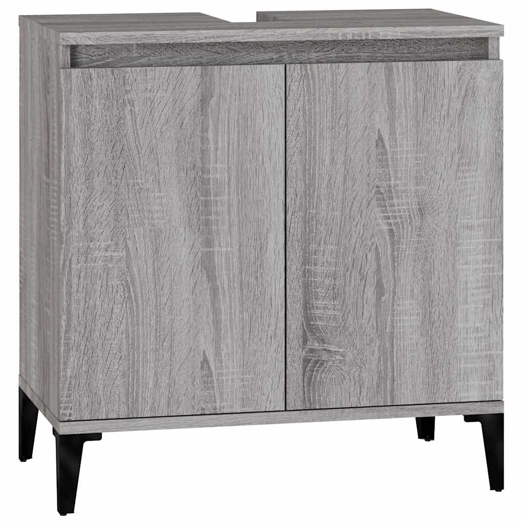 skab til håndvask 58x33x60 cm konstrueret træ grå sonoma-eg