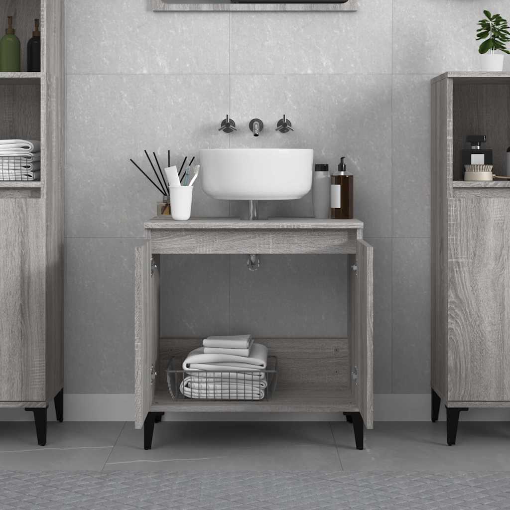 skab til håndvask 58x33x60 cm konstrueret træ grå sonoma-eg