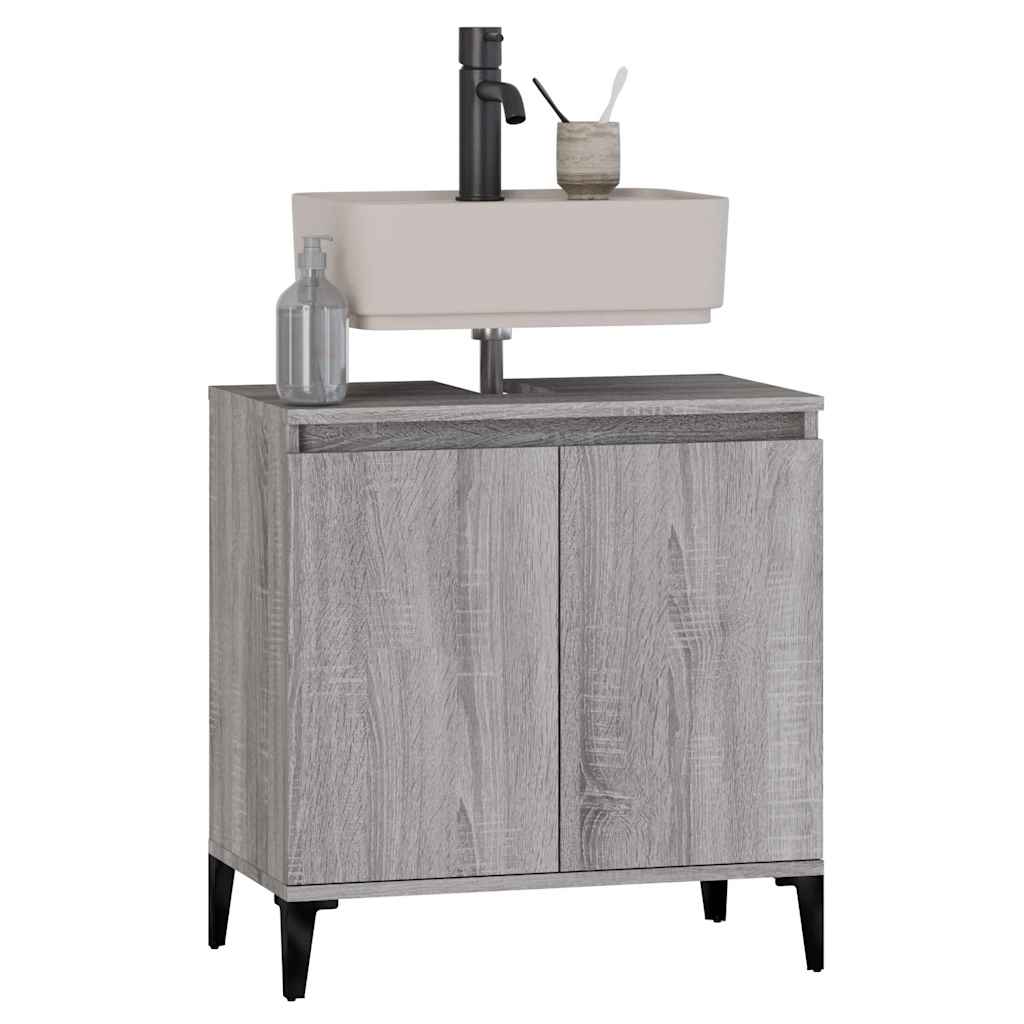 skab til håndvask 58x33x60 cm konstrueret træ grå sonoma-eg
