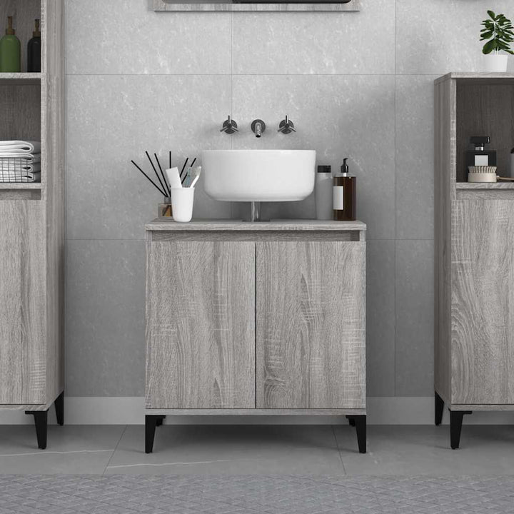 skab til håndvask 58x33x60 cm konstrueret træ grå sonoma-eg