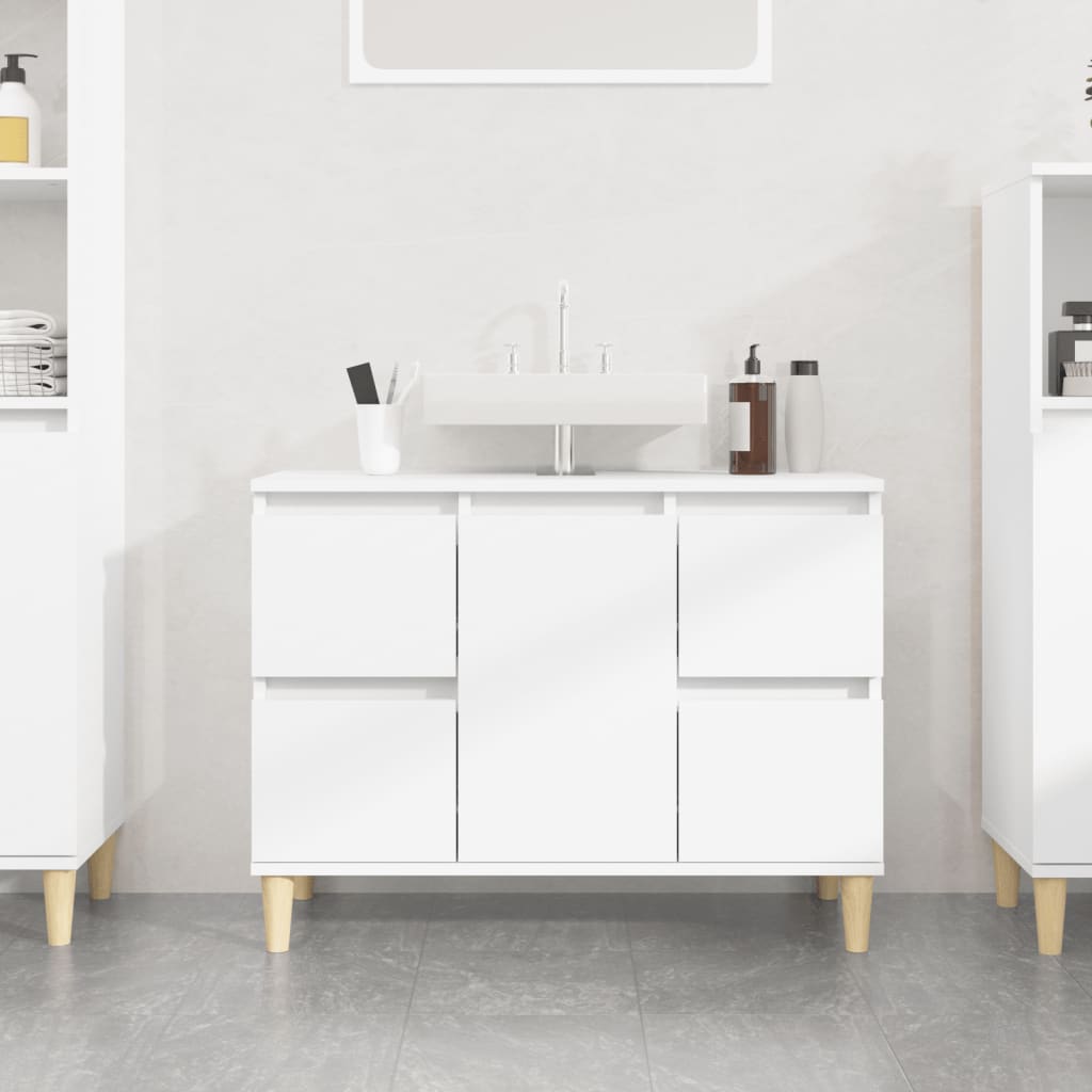 skab til håndvask 80x33x60 cm konstrueret træ hvid højglans