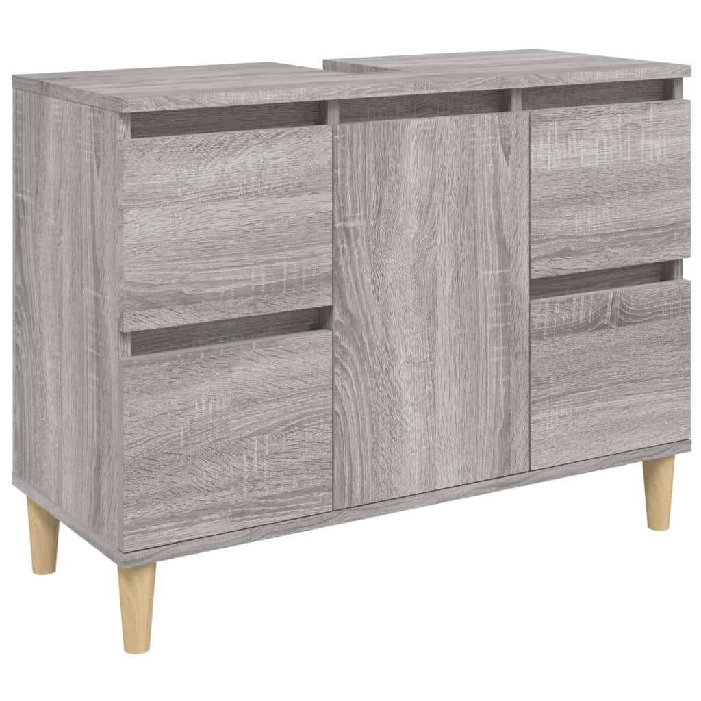 skab til håndvask 80x33x60 cm konstrueret træ grå sonoma-eg