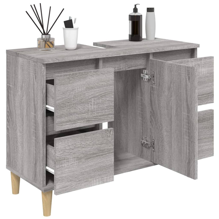 skab til håndvask 80x33x60 cm konstrueret træ grå sonoma-eg