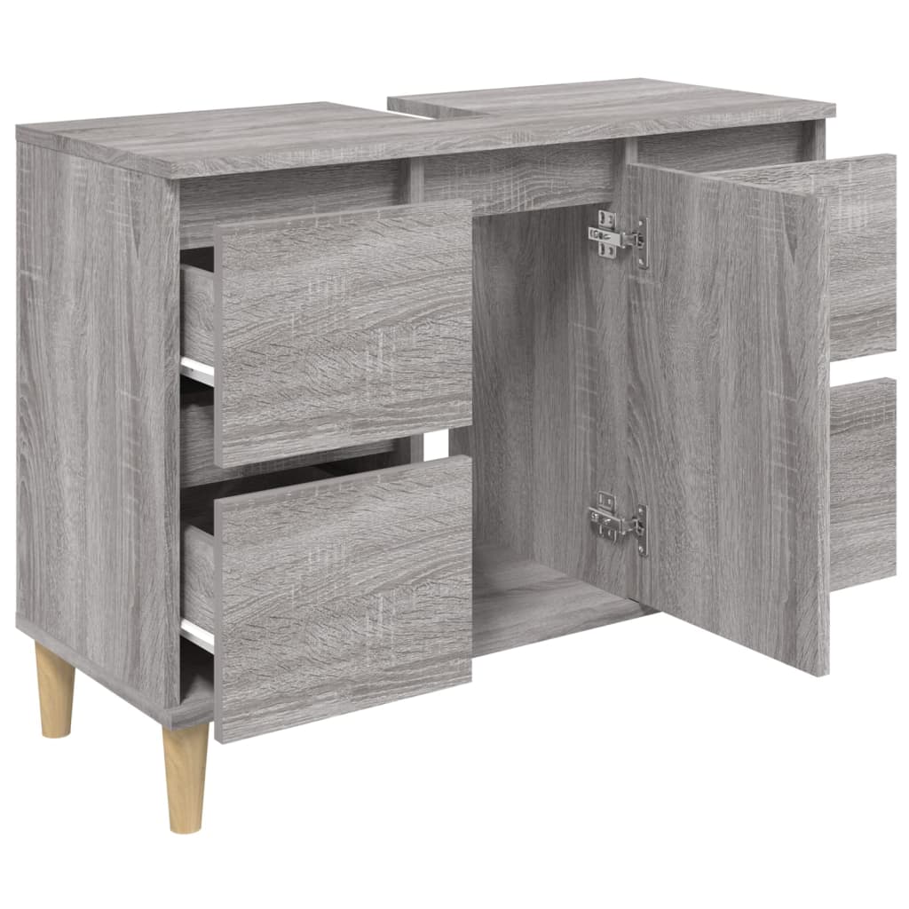 skab til håndvask 80x33x60 cm konstrueret træ grå sonoma-eg
