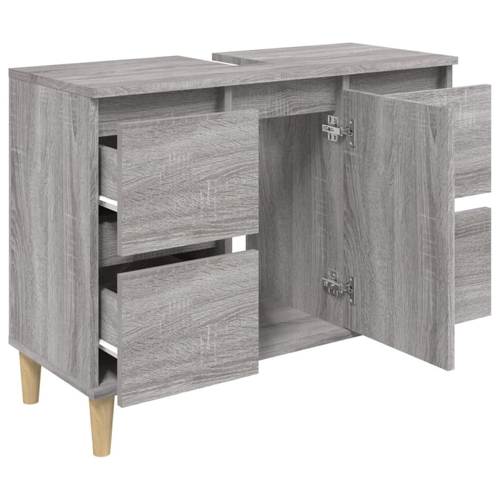 skab til håndvask 80x33x60 cm konstrueret træ grå sonoma-eg