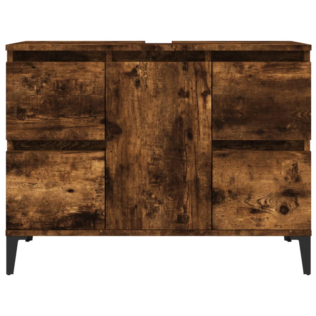 underskab til håndvask 80x33x60 cm konstrueret træ røget eg