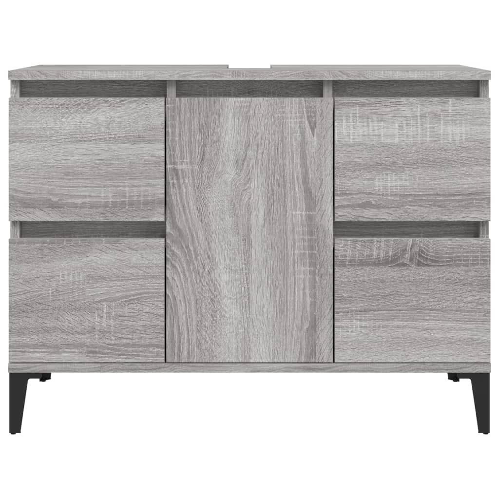 skab til håndvask 80x33x60 cm konstrueret træ grå sonoma-eg