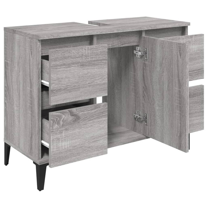 skab til håndvask 80x33x60 cm konstrueret træ grå sonoma-eg