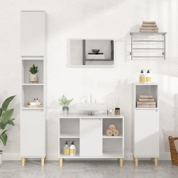 skab til håndvask 80x33x60 cm konstrueret træ hvid højglans