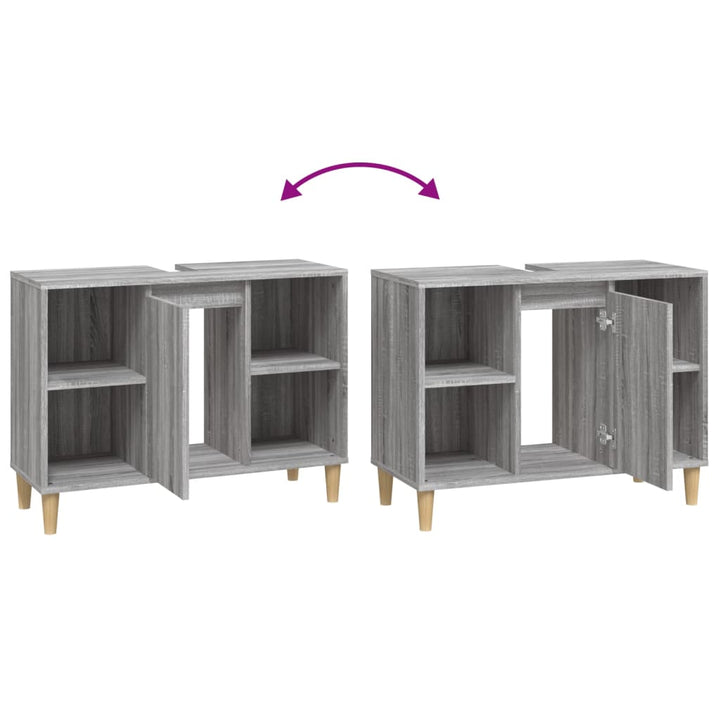 skab til håndvask 80x33x60 cm konstrueret træ grå sonoma-eg