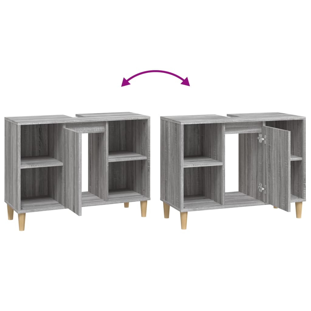 skab til håndvask 80x33x60 cm konstrueret træ grå sonoma-eg
