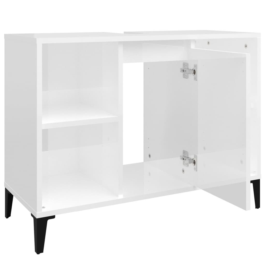 skab til håndvask 80x33x60 cm konstrueret træ hvid højglans