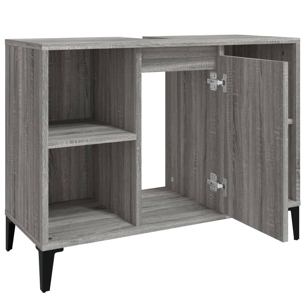 skab til håndvask 80x33x60 cm konstrueret træ grå sonoma-eg