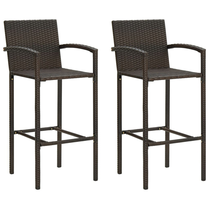 barstole 2 stk. polyrattan brun