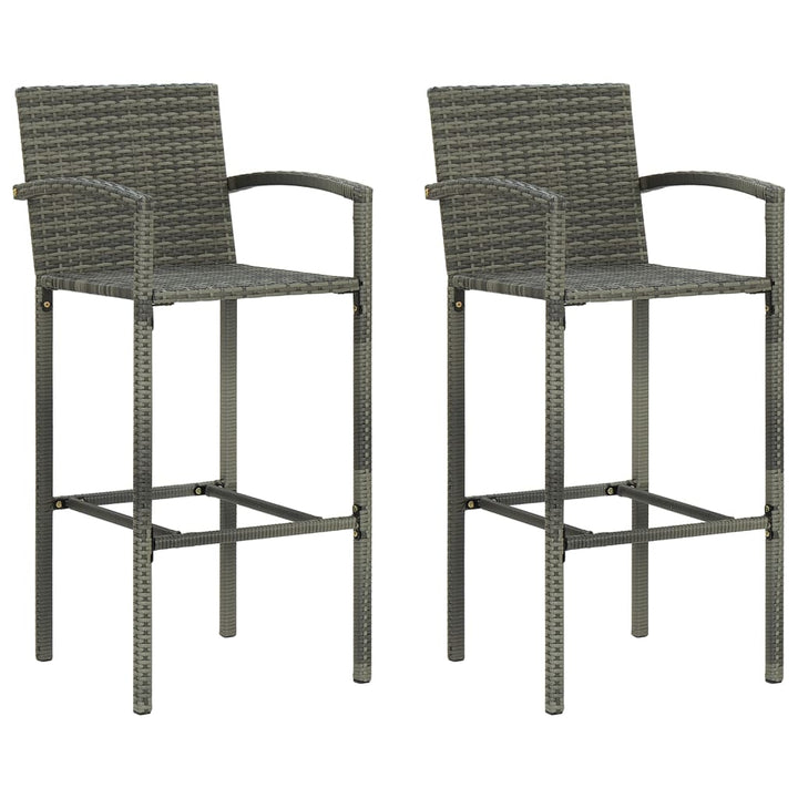 barstole 2 stk. polyrattan grå