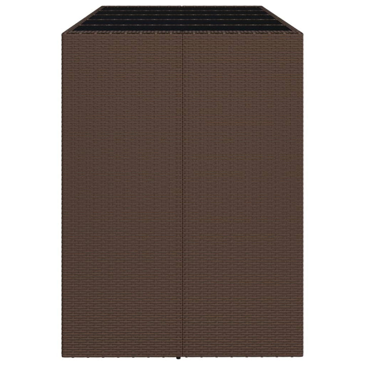 barbord med glasplade 185x80x110 cm polyrattan brun