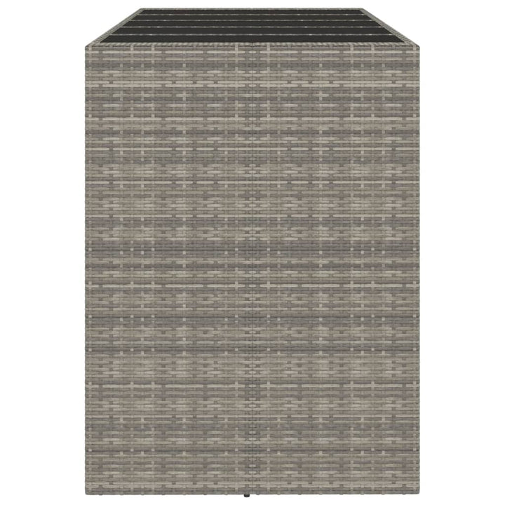 barbord med glasplade 185x80x110 cm polyrattan grå