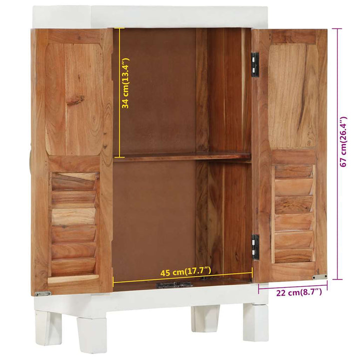 skab 55x30x90 cm massivt akacietræ hvid