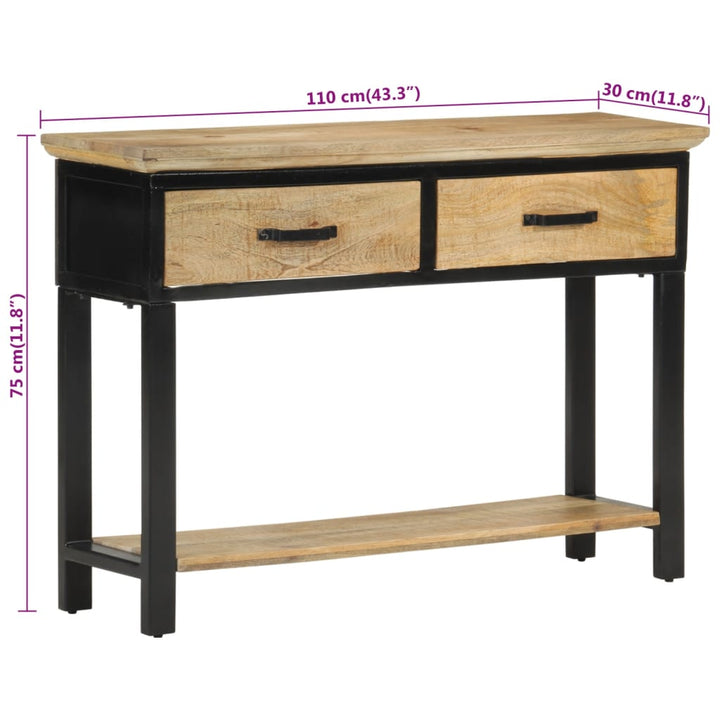 konsolbord 110x30x75 cm massivt ru mangotræ