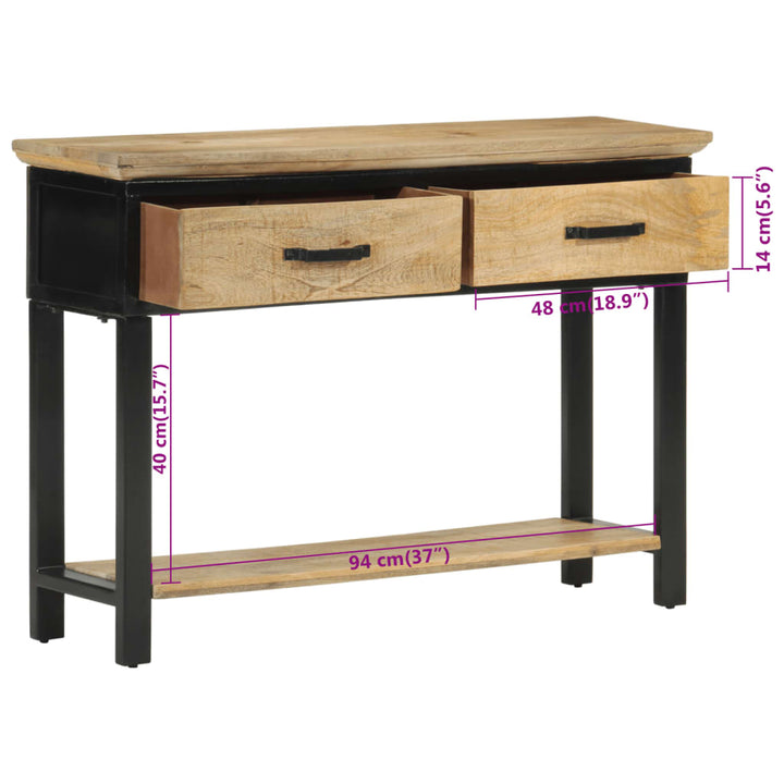 konsolbord 110x30x75 cm massivt ru mangotræ