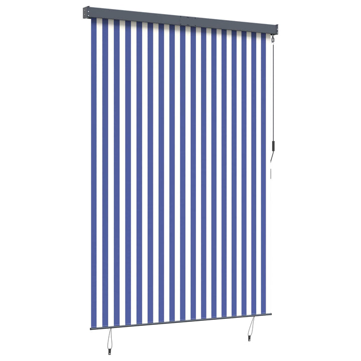 Rullegardin Blå og Hvid 180 x 250 cm Stof og Aluminium