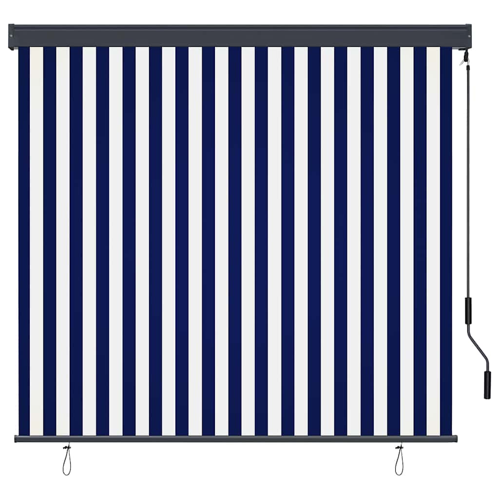 Rullegardin Blå og Hvid 180 x 250 cm Stof og Aluminium