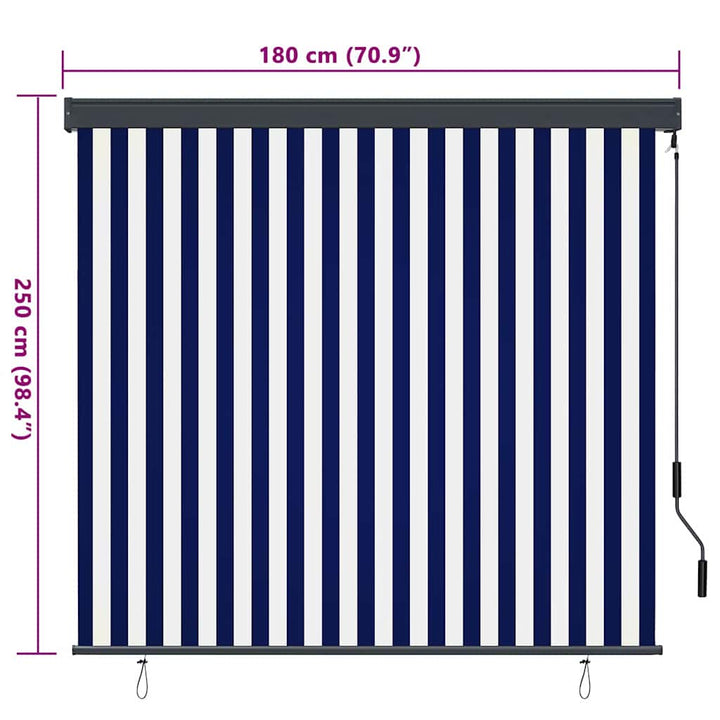 Rullegardin Blå og Hvid 180 x 250 cm Stof og Aluminium