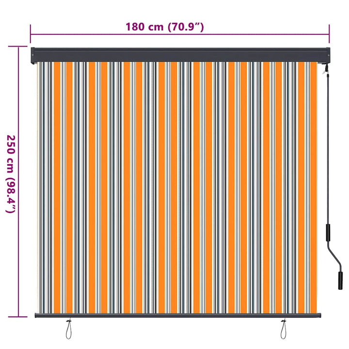Rullegardin Gul og Blå 180 x 250 cm Stof og Aluminium